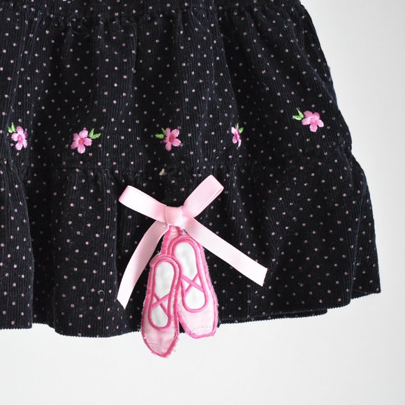 Rare Editions Corduroy Floral Polka Dot Ballet Jumper Dress 6 Months - Picture 7 of 11